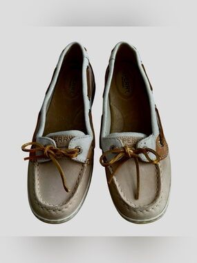 Sperry Two-Tone Beige Brown Women's Boat Loafers Preppy Nautical